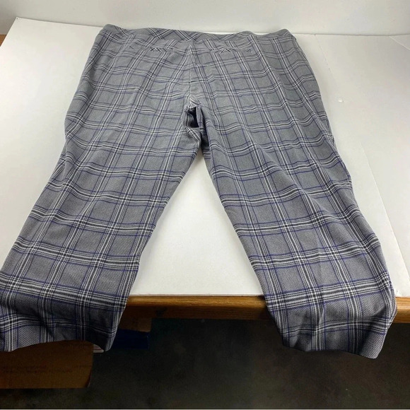 Torrid Womens 4X Blue Plaid Ponte Pull On Pants Elastic Waistband Ankle Length - Picture 12 of 12